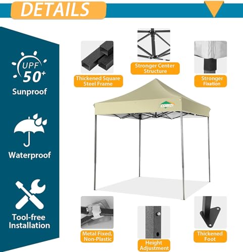 Image of COBIZI 10x20 Pop Up Canopy Tent,Heavy Duty Canopy(Khaki White No Sidewalls)