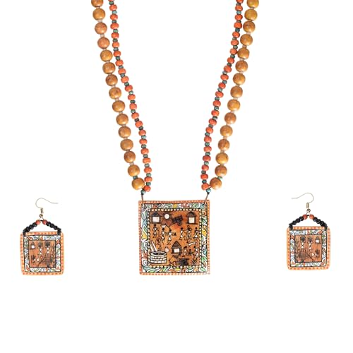 Image of AAKRITI ART CREATIONS Handcrafted Women's Jewelry Set - Ethnic Necklace and Earrings, Fashion Accessories for Special Occasions & Celebrations