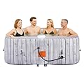 Inflatable Hot Tub Square, 4 to 6 Person Portable Outdoor Spa, 130 Air Jets Built in Heater Pump, Blow Up Hottub for Relaxation, 1 Spa Cover, 2 Filters