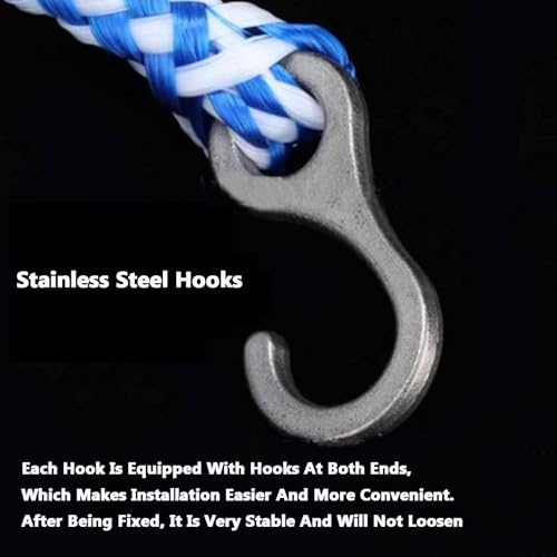 Swimming Pool Lane Dividers - 9m (29.5ft) Durable Safety Rope with Hooks for Pools & Waterways - Blue & White Swimming Safety Accessories for Competitive Training