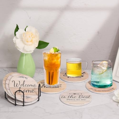 Billbotk-Farmhouse-Coasters-Set-of-8-Ceramic-Drink-Coaster-for-Coffee-Table-Decor-Funny-House-Warming-Gifts-for-New-Home-4-Inches Billbotk Farmhouse Coasters Set of 8 Ceramic Drink Coaster for Coffee Table Decor Funny House Warming Gifts for New Home 4 Inches