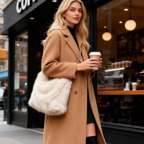 Pochette d'extérieur réglable pelucheuse et sac fourre-tout