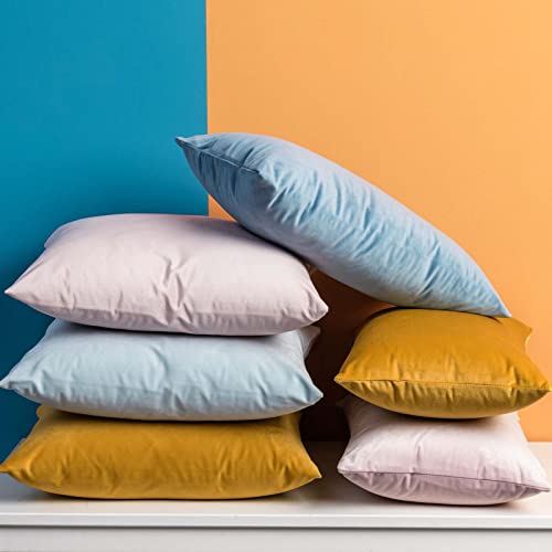 Image of JUSPURBET 24x24 Decorative Velvet Throw Pillow Covers Set of 2,Light Blue | Modern Soft Cushion Covers Cases with Invisible Zipper for Couch Sofa Bed Living Room Bedroom Home Decor