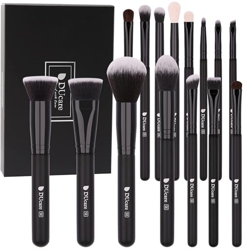 DUcare Pennelli per Trucco Professionale Set per Trucco Kit di Pennelli 15Pz per il trucco Fondotinta in polvere Definizione Sfumatura Nero