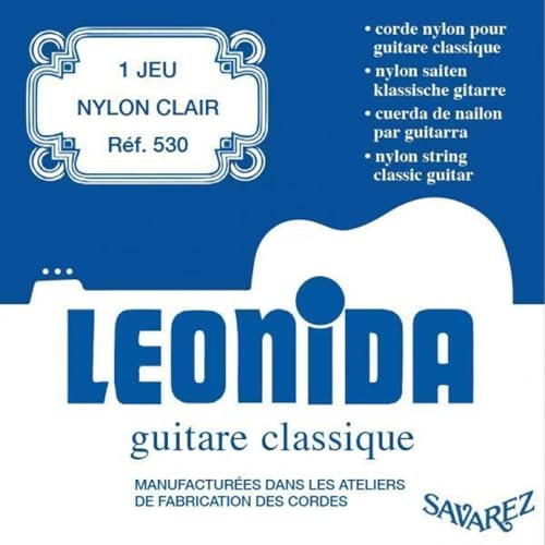 Savarez 656107 Corde per Chitarra Classica Leonida 530 Set Cantini in Nylon e Bassi Argentati, Tensione Normale