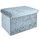 Faltbare Sitzbank Intirilife 49x30x30cm in Samt Blaugrau mit Stauraum