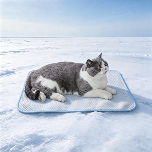 petfelix Pet Cooling Mat, Chew & Scratch Resistant QMAX>0.5 for Mini Dogs & Cats Up to 10 lbs, S 18''*14'' Machine Washable Non-Skid Portable Easy to Fold Crate Pad