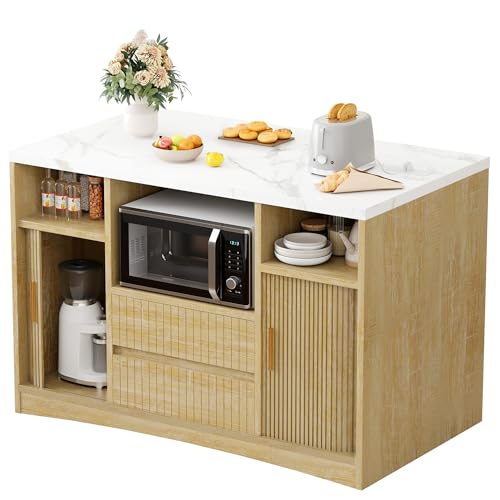 Homiflex Kitchen Island with Storage, Island Table for Kitchen with