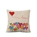 Lieson Fundas de cojín de Navidad, 1 funda de cojín decorativa de 50 x 50 cm, diseño de globo de amor, color beige, multicolor, lino