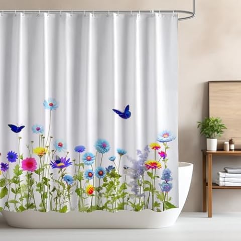 ARICHOMY Floral Shower Curtain Set Cover