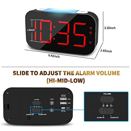 Digital Alarm Clock For Bedrooms, Bedside Alarm Clocks With 7 Color Night Light, Large Led Display, Dual Usb Ports,Auto Dimmer, Clock For Kids,Teens, Seniors (Upgrade) #TOP5