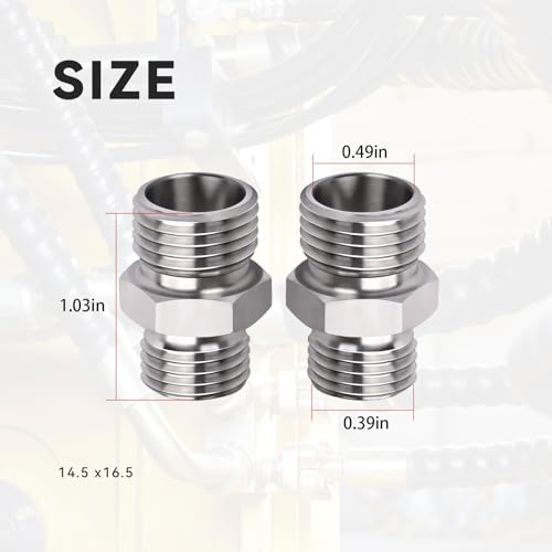 Image of 115757 Excavator Hydraulic Hose Pipe Thread Connector Compatible with Mini Excavator(For Most Hydraulic Thumbs, Screw Attachments And Hydraulic Tilt Buckets) - 2Pcs
