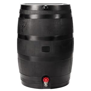 50-Gallon ECO Rain Barrel Made with 100% Recycled Plastic, Flat Back Rain Water Collection Barrel, Black