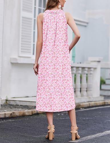 Image of Ekouaer 2 Pack Nightgowns for Women Sleeveless Long Night Gowns Victorian Nightdress with Pockets Soft Ladies Gown
