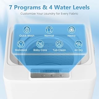 Auertech Portable Washing Machine, 2.0 cu.ft Capacity Fully Automatic Washer with Drain Pump, 7 Programs, 4 Water Levels, Portable Washer Dryer Combo for Apartment, RV, Dorm