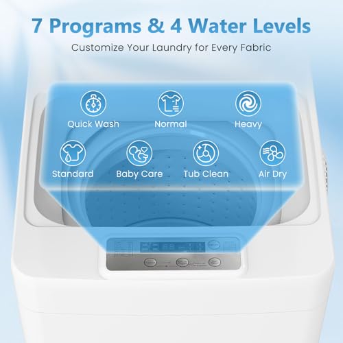Image of Auertech Portable Washing Machine, 2.0 cu.ft Capacity Fully Automatic Washer with Drain Pump, 7 Programs, 4 Water Levels, Portable Washer Dryer Combo for Apartment, RV, Dorm
