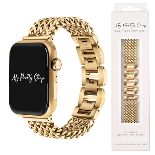 My Pretty Strap Stainless Steel iWatch Band for Women Compatible with Apple Watch (38/40/41/42/44/45/49MM) Fits Wrists 4.9 to 6.3 Inches (125160 mm) Easy Resizing- No Tool Needed- Mermaid