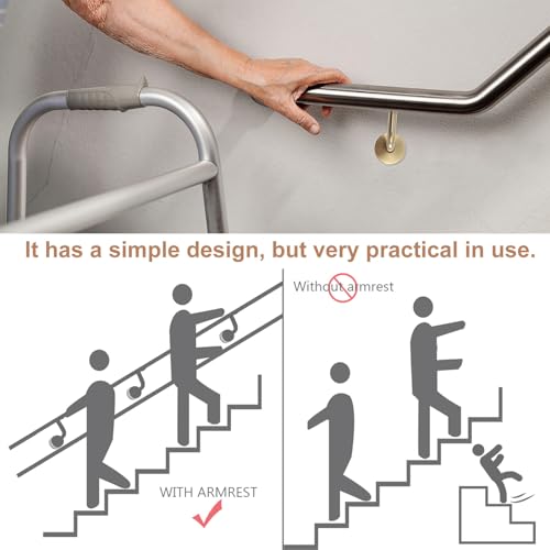 Soporte de barandilla acero inoxidable dorado para escaleras interiores y pasamanos pared 6