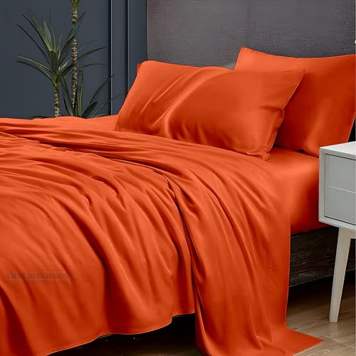 Image of YRM Bedding's 600TC Egyptian Cotton 2 Piece Envelope Closer Pillow Covers (20x32) Inches | Oeko-Tex Certified Top Selling 100% Cotton President Size Pillow Cover | Orange