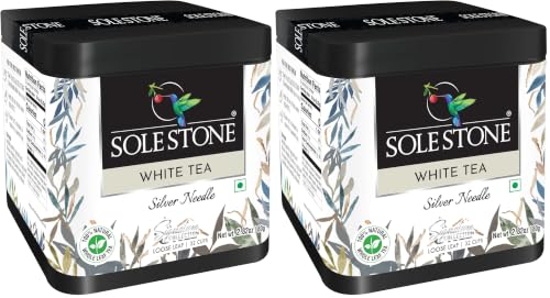 Image of SOLE STONE Silver Needle White Tea - Hand-Picked Whole Buds, 0% Bitterness | Loose-Leaf Luxury Blend Rich in Antioxidants | Calming Herbal Infusion for Anxiety & Stress Relief | 80 g Premium Pack
