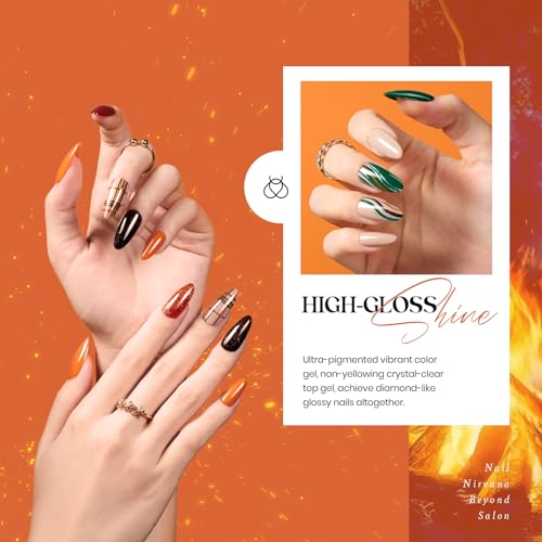 Beetles Gel Polish CL169 Nail Set 20 Colors Cozy Campfire Collection Orange Yellow Green Brown Fall Gel Polish Set Soak Off Uv Lamp Need Base Glossy & Matte Top Coat Manicure Kit Gift thumb #3