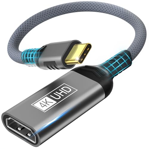 Cuteluding Adaptateur USB C vers HDMI,Adaptateur 4K USB Type-C Thunderbolt 3/4 vers HDMI Compatible avec i Phone 15/15Plus/15Pro/15Pro Max Gris