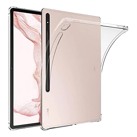 KZIOACSH Clear Case Compatible with Samsung Galaxy Tab S8 Plus 12.4, [Corner Protection] Soft Ultra Slim Shockproof Bumper Protective Cover Rugged Back Case for Galaxy Tab S8 Plus/S7 Plus/Tab S7 FE Cover