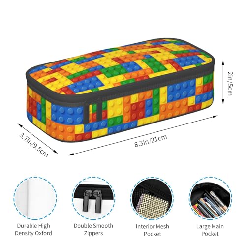 Image of Fun Blocks Colorful Pencil Case Organizer Big Capacity Pencil Pouch Stationery With Zipper School Supplies Pencil Bag For Girls Boys Office, j56tsd