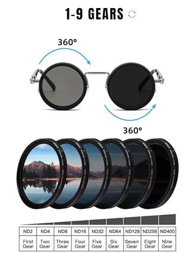 Image of 4Flaunt Spyn ND9 Adjustable Round Sunglasses with ND Filter - Stainless Steel Frame, Gojo Inspired Design, Polarized TAC Lenses & UV400 Protection