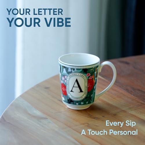 Image of Shay Alphabet Mug, 1 Pc, A, 300ml | Ceramic Mug |Glossy Finish | Ceramic Coffee Cup | Porcelain | Microwave Safe (Alphabet Mug - A)