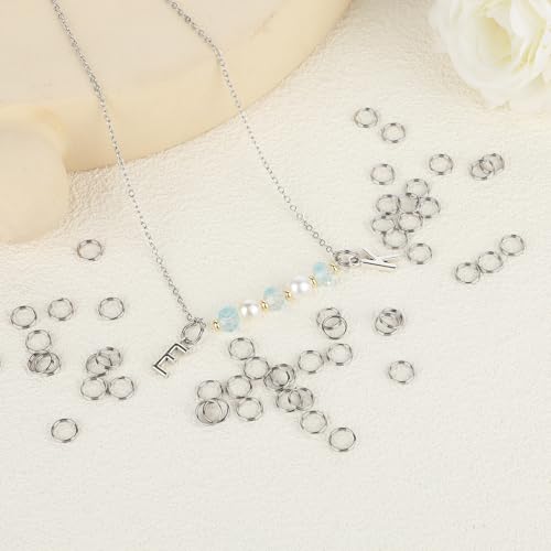 Miniatura 5 de Aeaocvo 100 Llaveros, 8 Mm, Pequeño Llavero, Acero Inoxidable, Anillos De Salto, Anillos De Salto De Plata Para Joyas, Collares, Pulseras, Adornos Diy