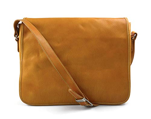 Sac messenger homme en cuir jaune à bandoulière sac d'épaule
