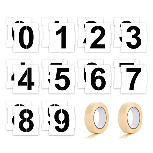 20 Pieces Curb Stencil Kit 0-9 Address Number Stencil Reusable Plastic Numbers Stencils with 2 Rolls Masking Tape for Painting Address in Wall Wood Road Mailbox (4 Inch Height)