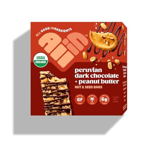 All In Snack Bars Peruvian Dark Chocolate & Peanut Butter - Healthy Snack for Adults and Kids - Gluten Free - Organic - Non-GMO (12 Pack)