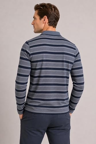 Image of SANE ORIGINALS Full Sleeves Polo T-Shirt for Men with Pocket || Stripe Collar and Pocket T-Shirt for Men Long Sleeves