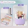 SKYDUE 360 Rotating Purple Pen & Art Supply Organizer - 5 Slot Desk Organizer for Office, School, Home #3