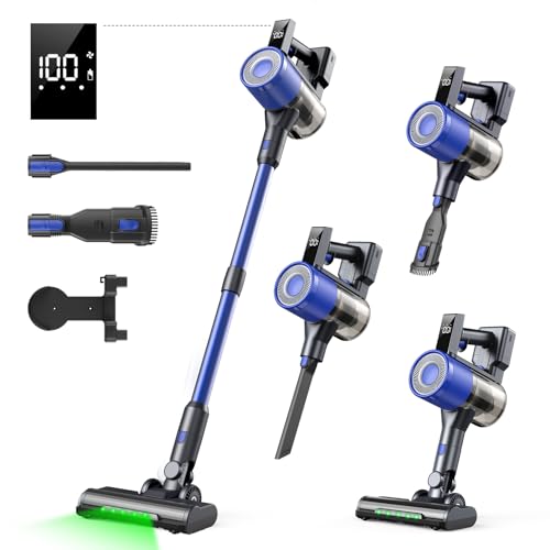 SculifyVita Aspirapolvere Senza Fili Potente 58KPA - Scopa Elettrica con Anti-Groviglio, Luce LED, Autonomia 60 Min, 2L per Peli Animali/Tappeti/Pavimenti [AE580] (AE580e)
