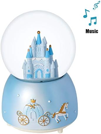 Snow Globe Gift Crystal Ball Castle Music Box Rotating Musical Box Colorful LED Light Melody Musical Gift Artware Christmas Birthday Gift Present For Kids Girls Desktop Ornament Desk Decoration