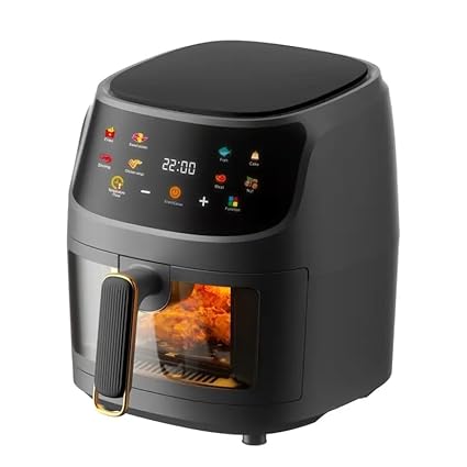 JELLEX 8L Air Fryer With Led Digital Touchscreen,Smart Cooking Programs Hot Air Fryer With Visible Cooking Window, Healthy Oil-Free Cooking,Easy To Clean Non-Stick Basket,Customized Automatic