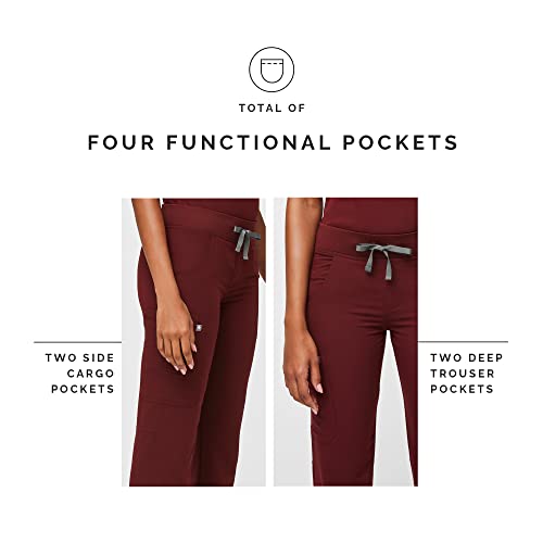FIGS Kade Cargo Scrub Pants for Women - Burgundy, S