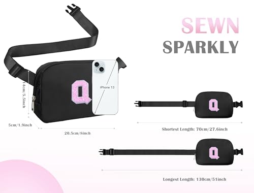 Image of COSHAYSOO Initial Letter Fanny Pack for Girls Personalized Christmas Birthday Gifts for 6 7 8 9 10 11 12 Year Old Teen Girl, Girly Fashion Crossbody Purse Belt Bag Preteen Tween Trendy Stuff Black Q