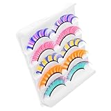 Vaguelly 5組 つけまつげ ピンク 色付きの 人工物 ラッシュ 接着 ふわふわ 劇的 睫毛 拡張子 カラフル ストリップ 化粧品 人工まつげ マツエク個人 女性用化粧道具 イミテーションミンク