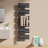 EMKE Scaldasalviette Elettrico con WIFI Termostato 160x50 cm, 1000W Antracite, Scaldasalviette a Basso Consumo, Resistenza Riscaldante con Timer, Termoarredo Bagno, Scaldasalviette Elettrico Bagno