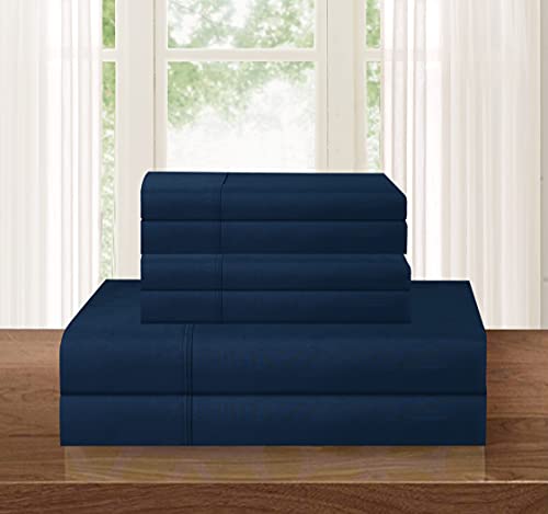 Elegance Linen ® 1200 Thread Count Egyptian Quality Luxury Super Soft Wrinkle Free 4-Piece Sheet Set, Deep Pocket - Full Navy #TOP1