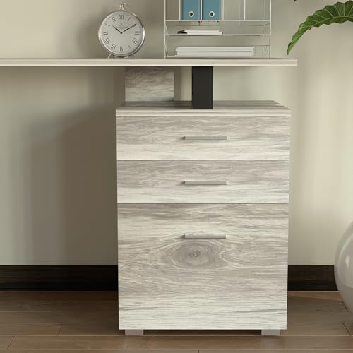 Bakaji Scrivania Con Cassettiera 3 Cassetti Tavolo Da Lavoro Porta Pc Computer In Legno Con Struttura In Acciaio Design Moderno 120 X 50 X 75 Cm Arredamento Casa Ufficio Cameretta (Grigio) - 8