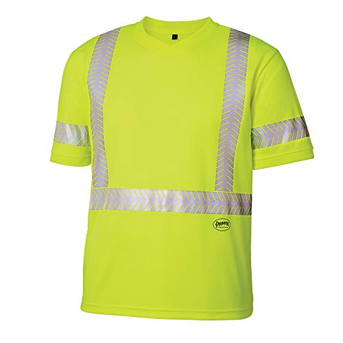 Pioneer Hi Vis Safety T Shirt for Men - Reflective Tape for ANSI Class 3 Work - High-Visibility Short Sleeve T-Shirt – Cool, Breathable, Lightweight Tee – Orange or Yellow/Green, Large