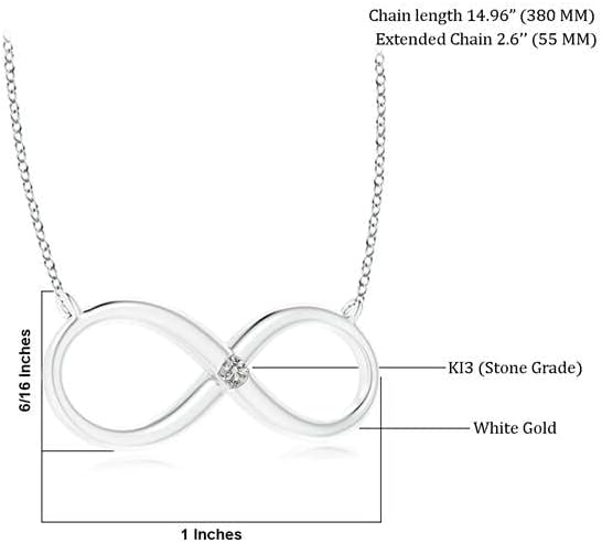 Angara Sideways Infinity Necklace with Gypsy Diamond in 14K White Gold | Natural Diamond Infinity Pendant for Women | April Birthday, Anniversary Jewelry Gift | KI3 | 2mm - Image 4