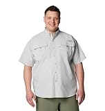 Columbia Mens PFG Bahama II Short Sleeve Fishing Shirt, Cool Grey, Large