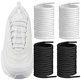 Endoto 2 Pairs 4MM Round Shoelaces for Nike Air Max 97/95/720 Running Replacement Shoes Laces Strings(Color:Black&White,Size:54Inch)