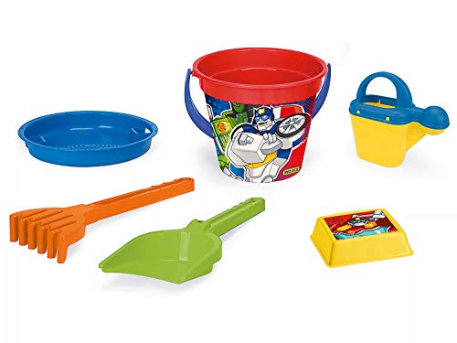 Wader 76337 - Eimergarnitur Transformers mit Eimer, Sieb, Wasserkanne, Schaufel, Rechen und Sandform, 6-teilig, bunt…